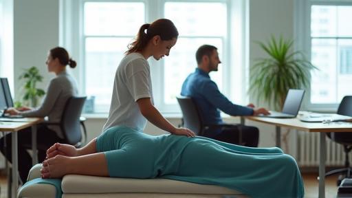 Office massage session during wellness day