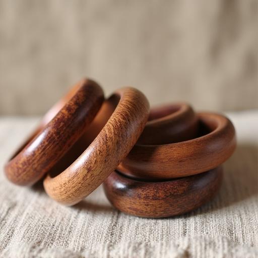 Colección de pulseras de madera artesanales